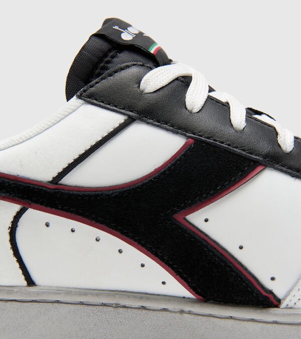 Tenis Diadora Magic Basket Low Icona Cuero Hombre Blancos Rojos Negros | Mexico-983761