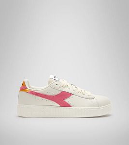 Tenis Diadora Game Step Premium Tumbled Cuero Mujer Blancos Rosas | Mexico-593014