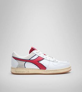 Tenis Diadora Magic Basket Low Icona Hombre Blancos Rojos | Mexico-127506