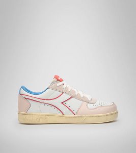 Tenis Diadora Magic Basket Low Icona Wn Mujer Beige Rosas Azules | Mexico-458697